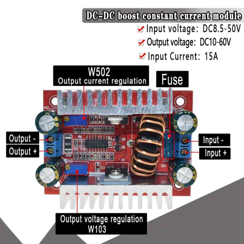 15A 400W DC DC Boost Converter Module  High Power Step Up Voltage Regulator for Battery  Solar and DIY Projects 